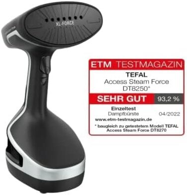 Парова щітка Tefal DT8250 Access Steam Force 2000 Вт 190 мл Чорний/сріблястий Найпотужніша - 30 г/хв - підошва з підігрівом