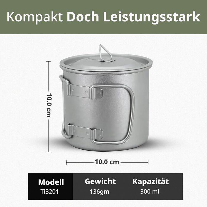 Титанова кружка Keith Titanium з одностінною кришкою та складною ручкою, портативна кавова кружка з кришкою та складною ручкою, посуд для чаю та кави, ідеально підходить для кемпінгу, пікніків, трекінгу та активного відпочинку (300 мл)
