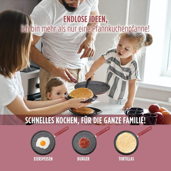 Сковорода для млинців ROSMARINO, 25см - Сковорода для млинців з литого алюмінію з антипригарним покриттям - Для індукції та інших