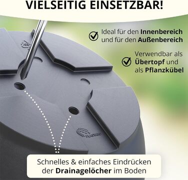 Горщик для квітів Plastard діаметр 40 см з блюдцем колір антрацит круглий кашпо для квітів садовий горщик з пластику стійкий до ат