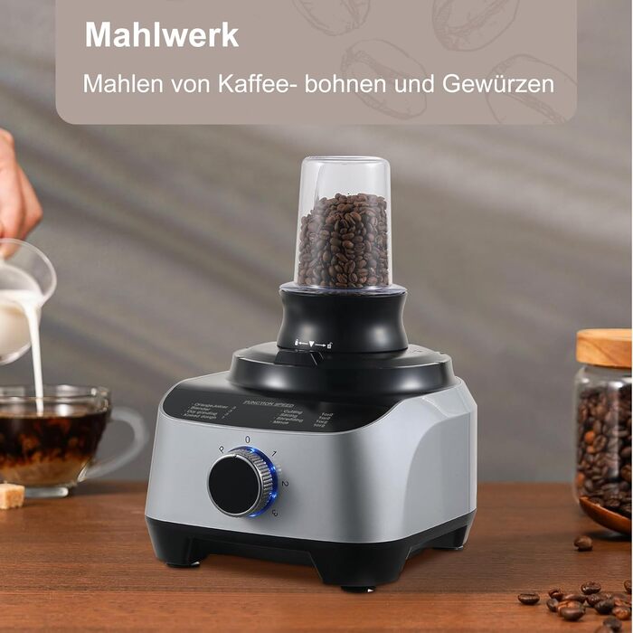 Кухонний комбайн SNDOAS, багатофункціональний кухонний комбайн 1300 Вт, чаша для замішування тіста 3,5 л, подрібнювач кухонного комбайна, блендер 1,5 л, подрібнювач, соковижималка для цитрусових, в т.ч. 11 аксесуарів