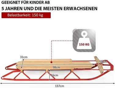 Санки дерев'яні санки, 150 кг вантажопідйомність дитячі санки Давос санки дерево і метал, дитячі санки снігові санки для дітей і д