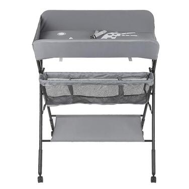 Складаний портативний пеленальний столик 3-в-1, максимальне навантаження 25 кг для новонароджених, пеленальний столик з кошиком для зберігання, ременем безпеки та 4 колесами з гальмами, регульована висота, сірий