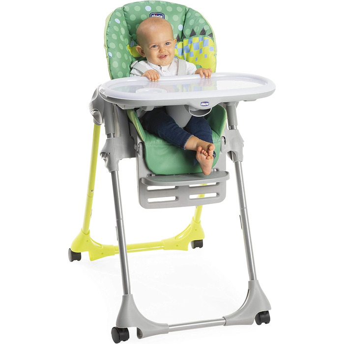 Стільчик для годування та дитяче сидіння з регульованою висотою та підставкою для ніг, 4 колеса, компактне закриття від 6 місяців
