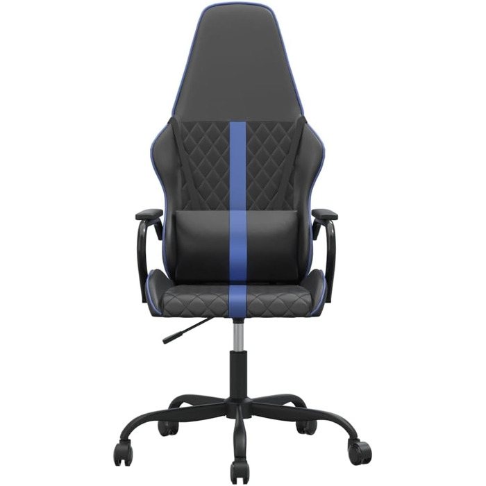 Геймерське крісло, чорно-синє, штучна шкіра, регульоване по висоті, обертове, з колесами, для офісу та ігор