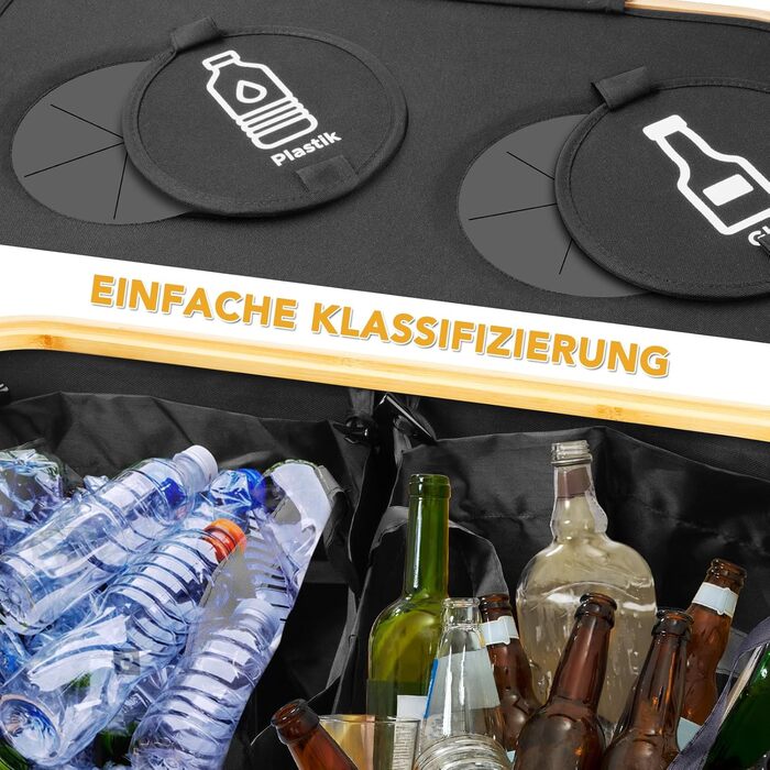 Контейнер для депозитних пляшок 2 відділення, депозитний контейнер 140 л, контейнер для порожніх пляшок і скла з отвором вкл. 2 мі