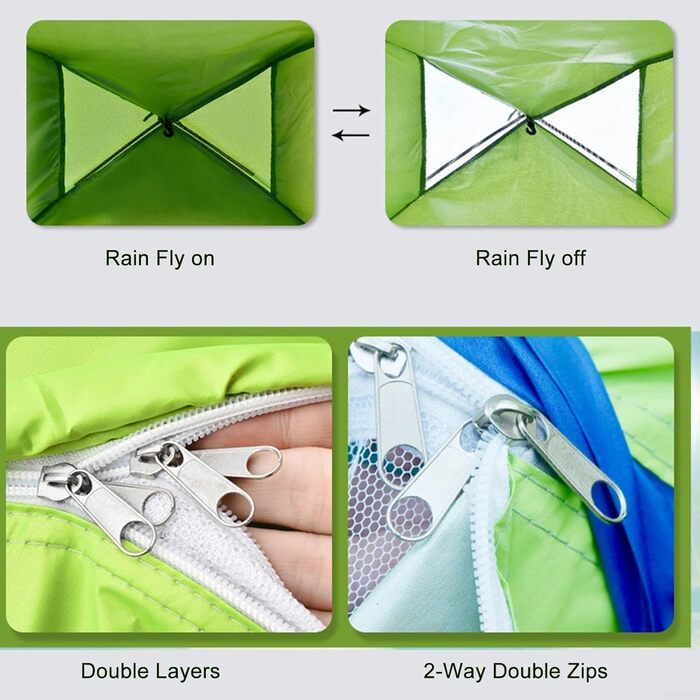 Компактний надлегкий кемпінговий намет із сумкою для перенесення, міцна конструкція, стійка до погодних умов, для активного відпочинку на свіжому повітрі, 1 особа, зелений