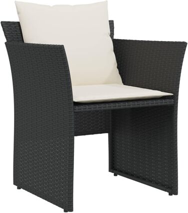 Садове крісло з підніжкою Чорний Poly Rattan Black and Cream