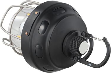 Акумуляторний кемпінговий ліхтар з акумулятором 2000 мАг, тепле/жовте світло, клас захисту IPX3, конструкція з алюмінію, сталі та ABS-пластику, для наметів та використання на свіжому повітрі (чорний)