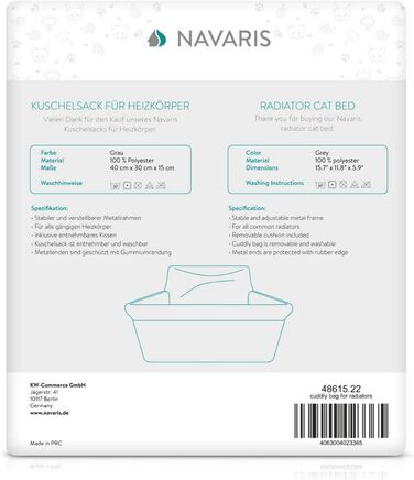 Сумка для котів Navaris для радіатора - Затишне котяче ліжко та гамак - для всіх поширених радіаторів - Різні кольори