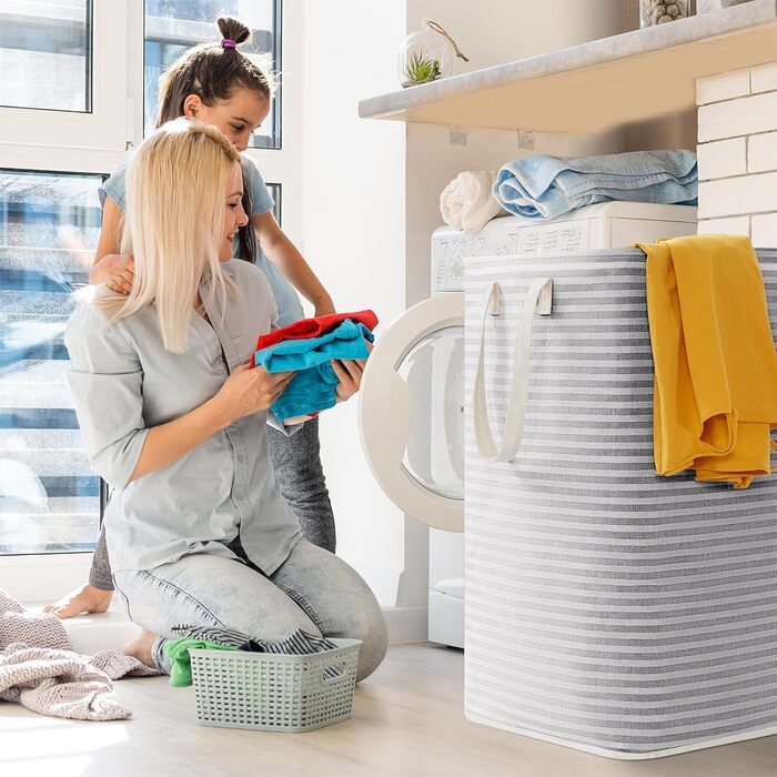 Кошик для білизни Lifewit 80L, Великий кошик для білизни, Складаний ящик для білизни, Водонепроникний ящик для сортування/зберіган