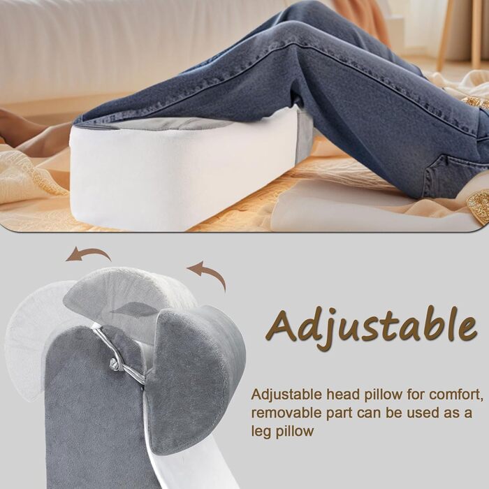 Подушка для читання на ліжку та дивані, подушка для спини, подушка для відпочинку на ліжку зі знімним валиком для шиї та підлокітниками, ергономічна подушка для спини/голови для читання, перегляду телевізора, сидіння та лежання