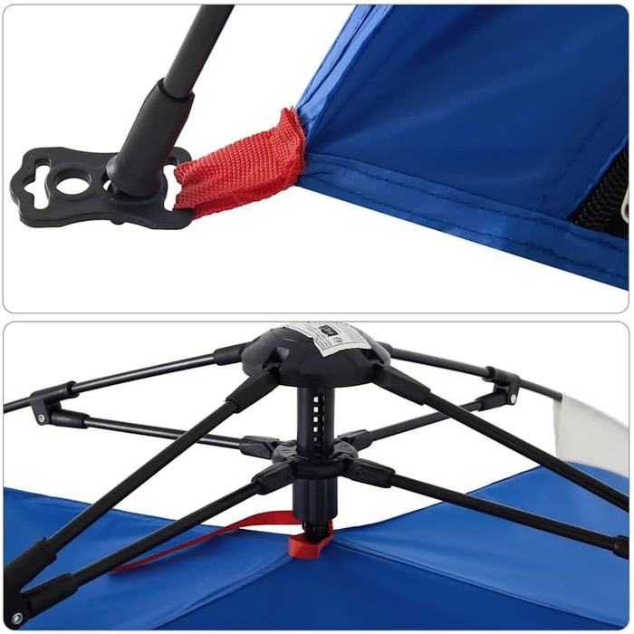 Пляжний намет vidaXL, пляжний намет із системою швидкого зняття, водонепроникний кемпінговий намет з відкритим входом, захист від сонця, блакитно-синій, 190T поліестер