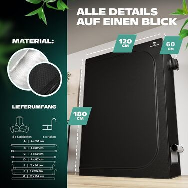 Для вирощування кімнатних рослин, світло та водонепроникний намет для вирощування, 120x60x180