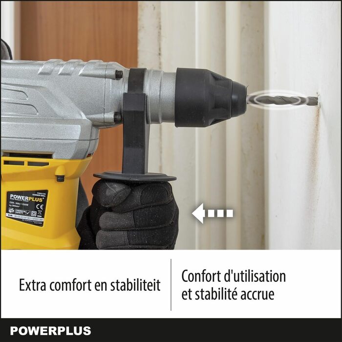Перфоратор POWER plus POWX1195 свердлить, довбати та молотувати Комплект для бетону, цегли та дерева з кейсом та набором аксесуарів (зубило, бури) 6 Дж 5 шт. (SDS plus), потужність 1500 Вт