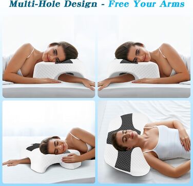 Подушка для сну на боці з проймою, подушка для шиї та плечей, подушка з піни з ефектом пам&39яті, підходить для сну на боці, спині та животі сіра 55 x 35,5 x 15 см