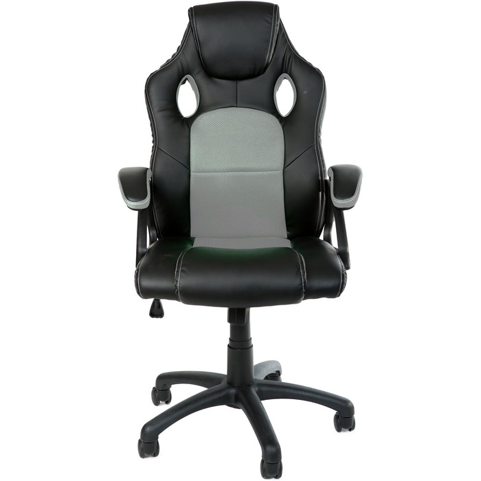 Геймерське крісло Panorama24, ігрове крісло для офісу, крісло для керівника, ергономічне, сіре, 9 варіантів кольорів, м&39які підлокітники, механізм нахилу, вантажопідйомність до 150 кг, сертифікований підйомник TV