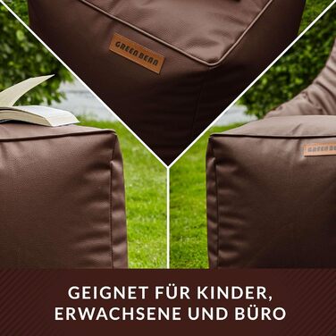 Пуф зі штучної шкіри Green Bean з наповнювачем з EPS-бісеру - 40 x 40 см - ідеальне доповнення до крісла-мішка - кубічний пуф/табурет/підніжка - темно-коричневий - 40x40x40 см кубічний темно-коричневий