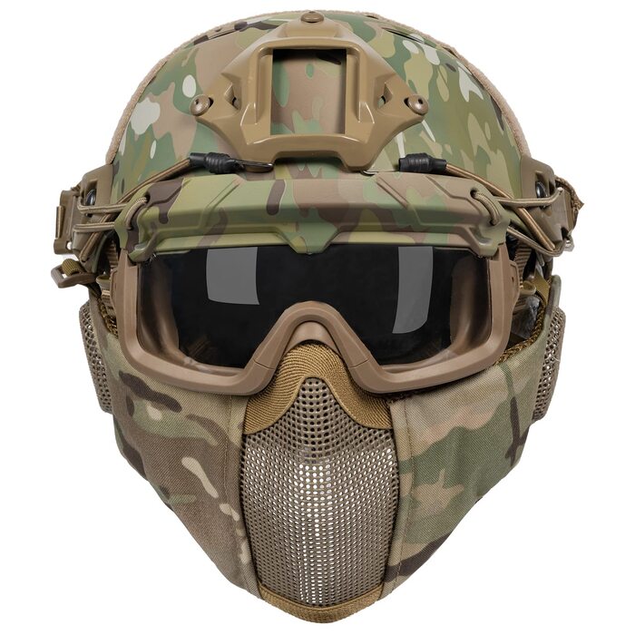 Шолом OneTigris для страйкболу, пейнтбольний шолом Mich 2000 з маскою та окулярами, камуфляж для страйкболу та пейнтболу