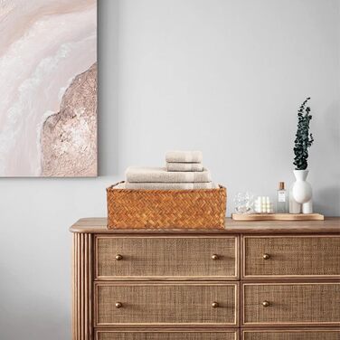 Набір кошиків для зберігання морської трави з 2 предметів, плетений кошик для зберігання, 34x23x11 см, квадратний плетений кошик, плетені кошики для спальні, ванної кімнати, комори