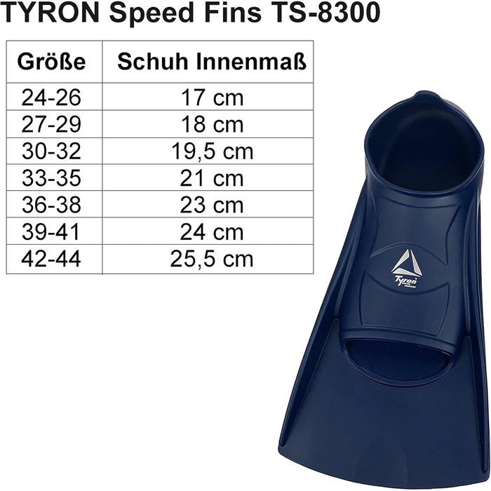 Ласти Tyron Speed Fins TS-8300 Короткі ласти для плавання для дітей та дорослих Тренувальні ласти для плавання 100 силікон, темно-синій, розміри 45-47