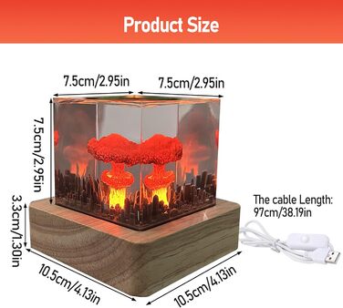 Ядерна вибухова лампа SWTHM, нічне світло з грибною хмарою 3D грибна лампа-хмара Настільна лампа для атомної бомби Ядерний вибух Бомбова лампа Атмосфера для новизни Прикраса (велика) Велика