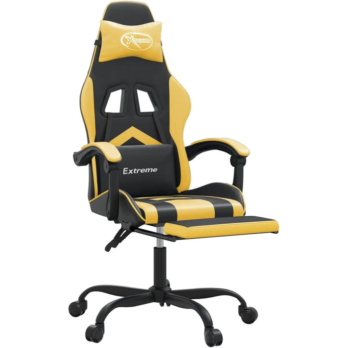 Ігрове крісло з підставкою для ніг, крісло для ПК, геймерське крісло, ігрове крісло, крісла для домашнього офісу, крісла для ігор, комп&39ютерне крісло, крісло для Playstation, чорно-золота штучна шкіра