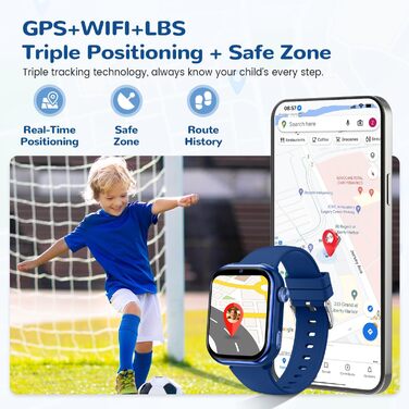 Дитячий смарт-годинник з GPS та телефоном, дитячий смарт-годинник IP68 з відеодзвінками, двома режимами, SOS, шкільним режимом, голосовим чатом, SMS, ліхтариком, крокоміром, будильником, дитячий годинник для дівчаток та хлопчиків, синій