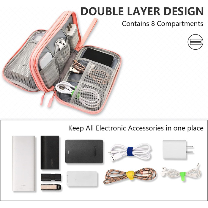 Сумка-органайзер для кабелів Teskyer, універсальна сумка для дорожніх кабелів, водонепроникні багатофункціональні аксесуари для по