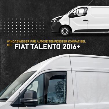 Сумісний з вітровим дефлектором FIAT Talento 2016 з боковим склом Спереду 2 шт. Дефлектор дощу, дефлектор вітру, тонований, обтічний Простота монтажу Захист від вітру та дощу Модель 1