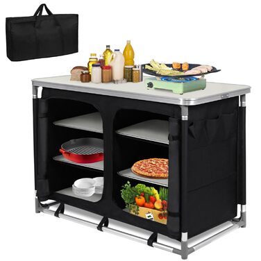 Складана кемпінгова кухня з алюмінієвим каркасом та відділеннями для зберігання, туристична кухня, кухонний ящик, шафа для намету, аксесуари для кемпінгу на свіжому повітрі