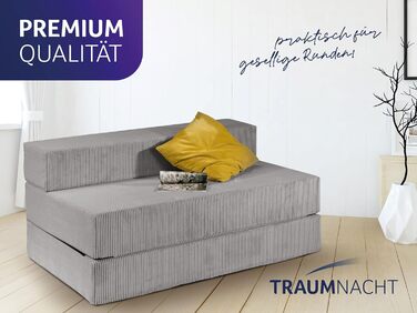 Диван-ліжко Dream Night з сірим вельветовим чохлом, знімний чохол, який можна прати, спальна зона 140x200, виготовлено за німецькими стандартами якості, сірий (велветовий) гостьовий диван