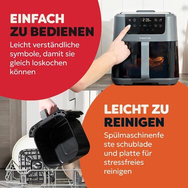 Аерофритюрниця Instant Pot Vortex Compact Truffle, 5 л, 4-в-1 фритюр, сушіння, випікання, розігрів, антипригарне покриття, сіра