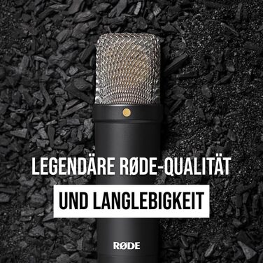 Конденсаторний мікрофон з великою діафрагмою RØDE NT1 Signature Series (з шокмаунтом, поп-фільтром та XLR-кабелем) для музичного виробництва, вокалу, стрімінгу та подкастингу, чорний