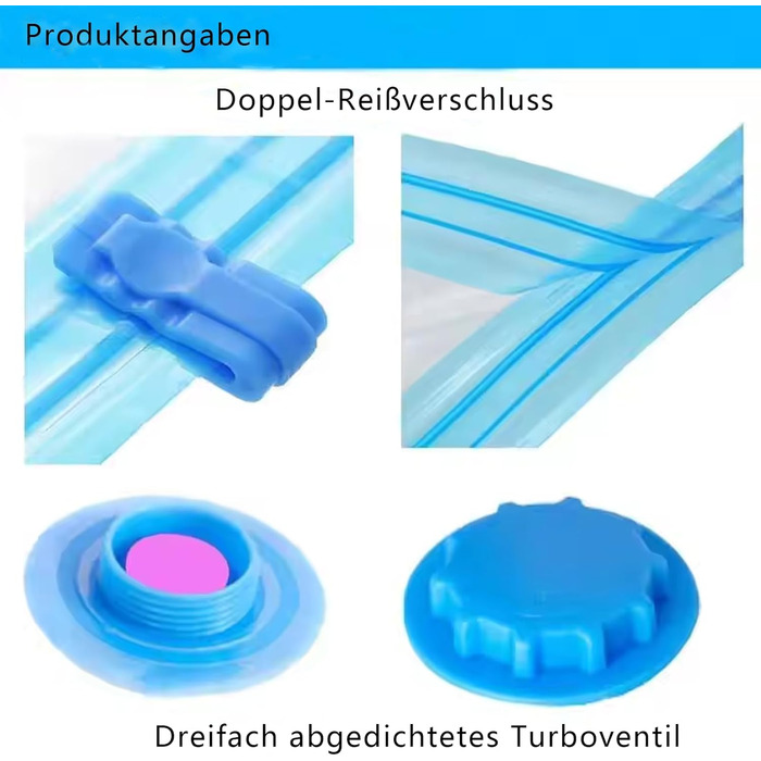 Вакуумні пакети для одягу Ersozrin 12 шт. з герметичним клапаном і ручним насосом вакуумні (6x50x70см/4x60x80см/2x80x100см) Вакуумні пакети для одягу економлять місце