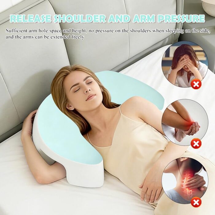 Подушка для сну на боці з проймою, ергономічна подушка, піна з ефектом пам&39яті, ортопедична подушка для підтримки шиї для сну на боці, для шиї та плечей