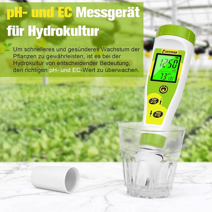 Та EC Meter Grow, PPM та pH-метр для водної гідропоніки Поживні речовини, вимірювання pH, PPM, провідності, температури, DWC, цифровий тестер pH та EC PPM води для басейну 4 В 1