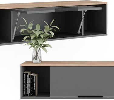 Настінна полиця Vicco Betti, антрацит/сонома, 120 x 30 см, для настінного кріплення, підходить для вітальні або офісу