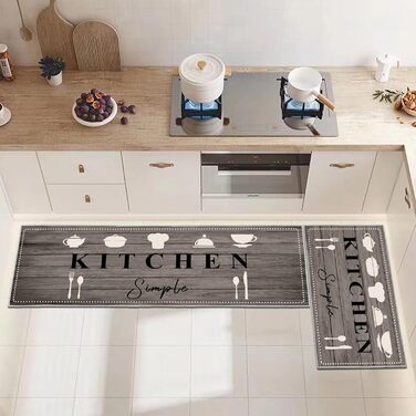 Кухонні килимки, нековзні кухонні килимки, 2 шт., килимок для підлоги, що миється, комплект кухонних килимків з розсувними наклейками, зручний, легкий у догляді, пилонепроникний килимок для кухні (Kitchenware-B, 40x6040x120 см) 40 x 120 см (прямокутний) K