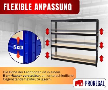 Надміцний стелаж Dino Extra Wide 180x200x45 см, Вантажопідйомність полиці 500 кг, Чорний, Гаражні стелажі, Стелажі для зберігання, Безболтові стелажі, Широкопролітний стелаж 180x200x45 см Чорний Панелі МДФ 6,5 мм