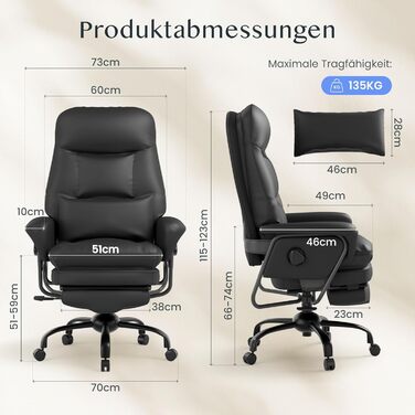 Ергономічне крісло FLEXISPOT 3-в-1 для відпочинку та офісу з функцією розкладання на 160, висувною підставкою для ніг, товстою комфортною подушкою з поліуретану. Ідеально підходить для роботи, відпочинку та дрімоти. CloudRest Gloss Black