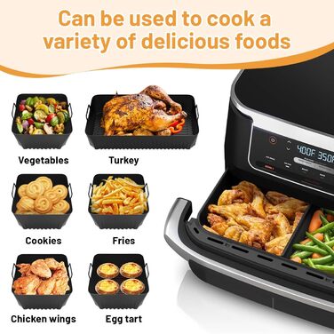 Аксесуари для силіконової форми для фритюрниці viriech для Ninja AF500, 3 шт. и аксесуарів для аерофритюрниці Багаторазові двозонні аксесуари для фритюрниці Ninja 500 Airfryer