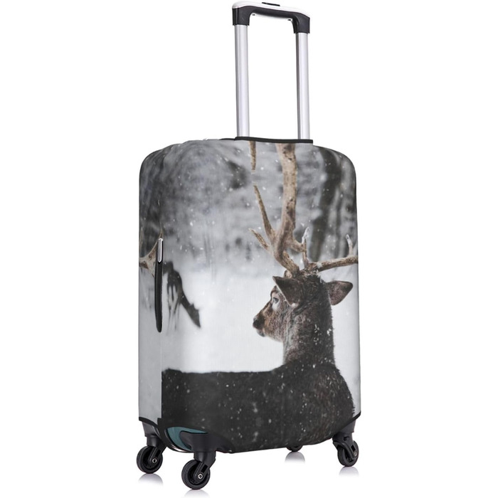 Чохол для валізи Засніжений Олень, еластичний захист від подряпин та пилу, чорний, розмір 90