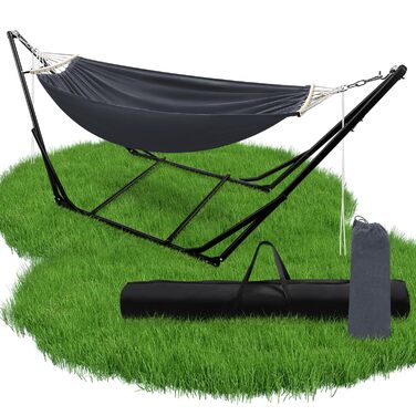 Гамак з каркасом, складна підставка для садового гамака, гамак з металевим каркасом, вуличний гамак з сумкою для перенесення, металевий каркас до 150 кг для кемпінгу, саду, басейну, балкону