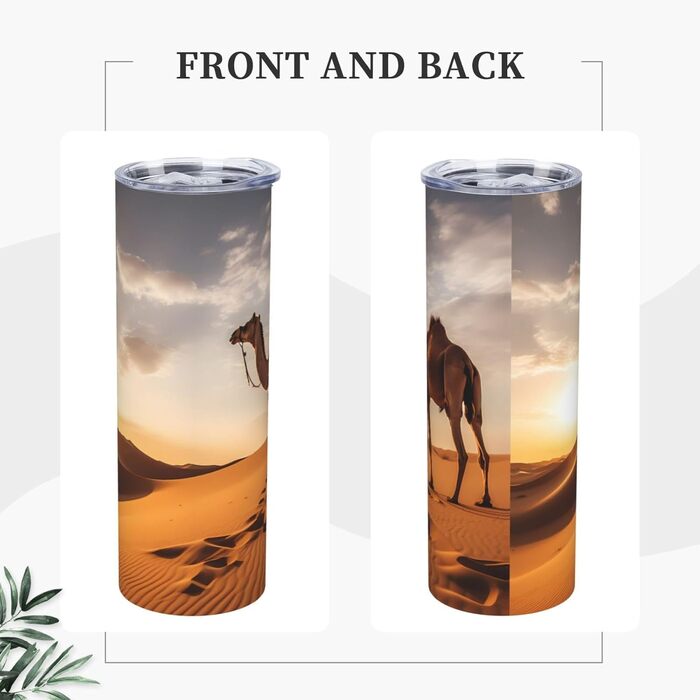 Кухоль з прямою трубочкою, 590 мл, одинокий верблюд, з принтом, дорожній кухоль, підходить для кемпінгу, офісу та дому