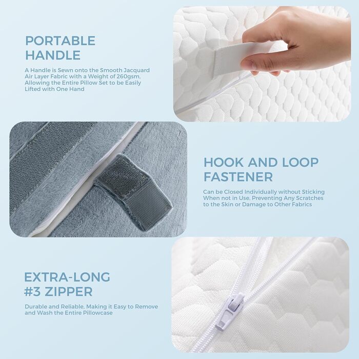 Ортопедичний комплект подушок-клинів 3-в-1, регульована трикутна подушка з піни з ефектом пам&39яті для підтримки ніг і колін, апное сну, болю в спині, полегшення печії та хропіння