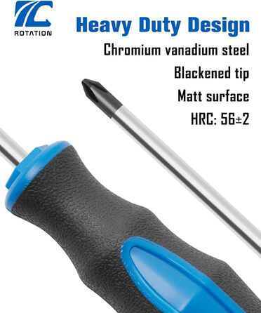 Набір викруток ROTATION 6 предметів з магнітними наконечниками 3 хрестові та 3 плоскі викрутки, професійна ручка-подушка 6-частинний набір ручного інструменту, синій