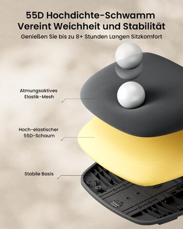 Ергономічне офісне крісло ProtoArc EC200, робоче крісло з регульованою поперековою опорою по висоті та глибині, глибина сидіння, регулювання висоти, 3D-підголівник, комп&39ютерне крісло для домашнього офісу, чорне