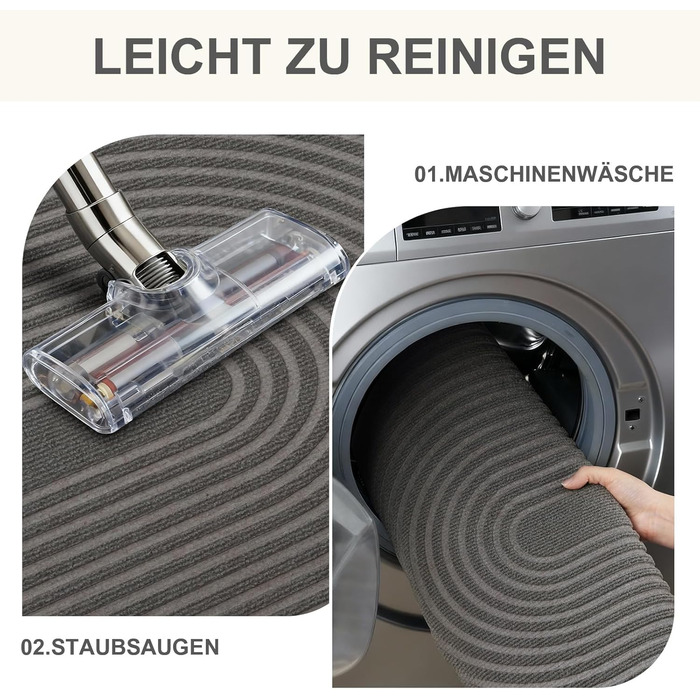 Килимок FEOMOS для внутрішніх/зовнішніх дверей 50x80 см, нековзний, брудозатримуючий килимок з абсорбуючою здатністю, миється та міцний, для вхідних дверей, коридору, балкону, кухні - сірий