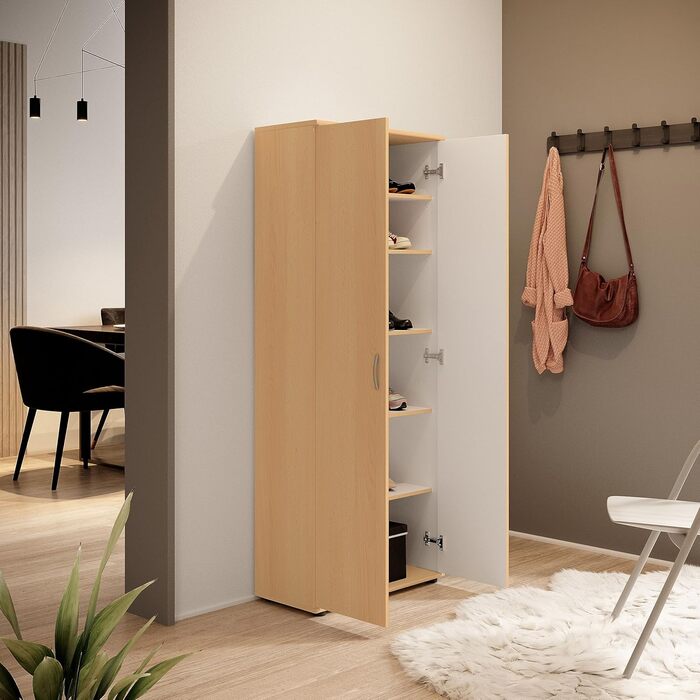 Шафа для взуття TALENT 3, висока, під бук - Універсальна багатофункціональна шафа з регульованими полицями - 70 x 176 x 35 см (Ш/В/Г)